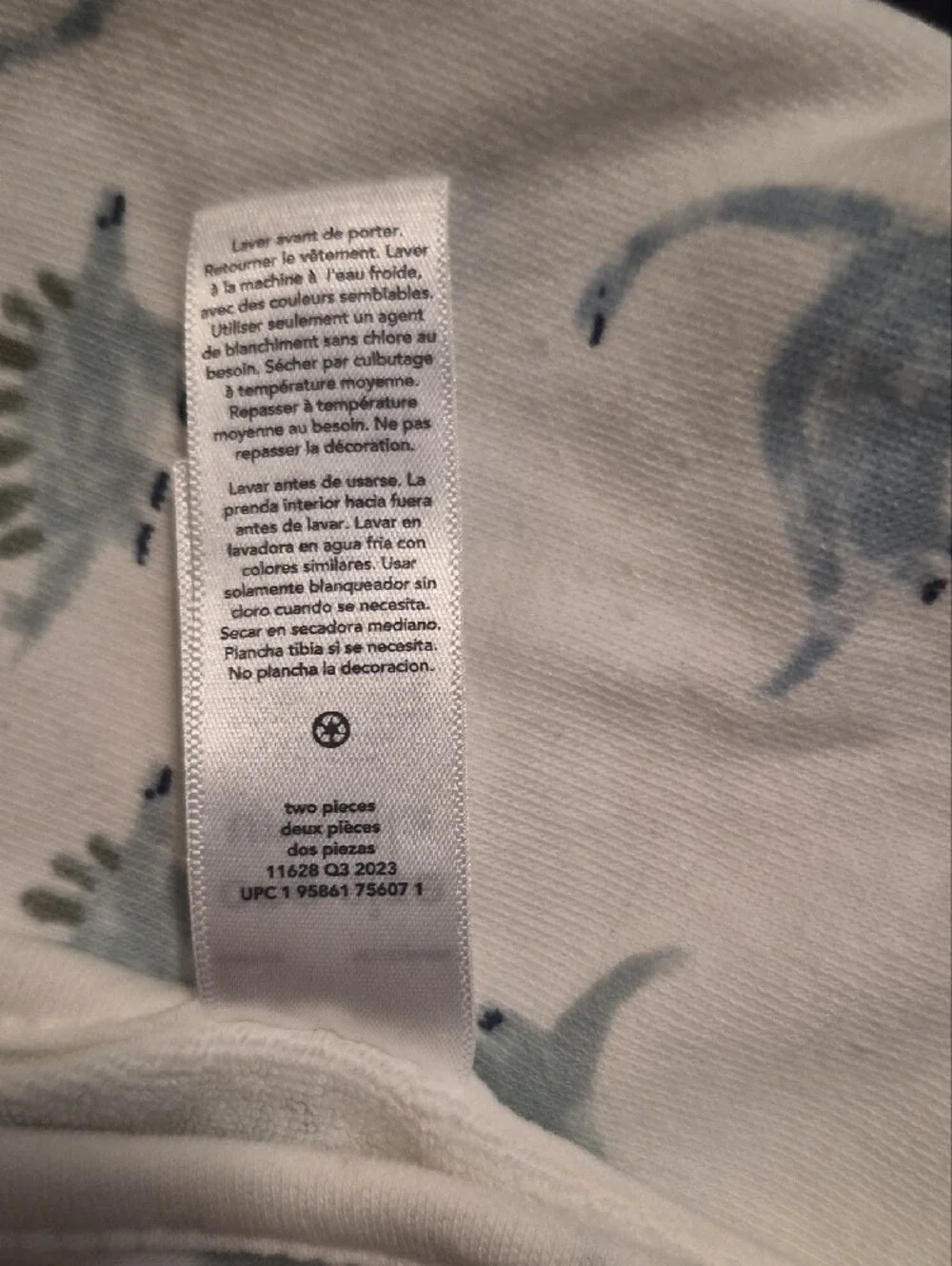 Soft White Baby Blanket with Light Blue Dinosaur Print